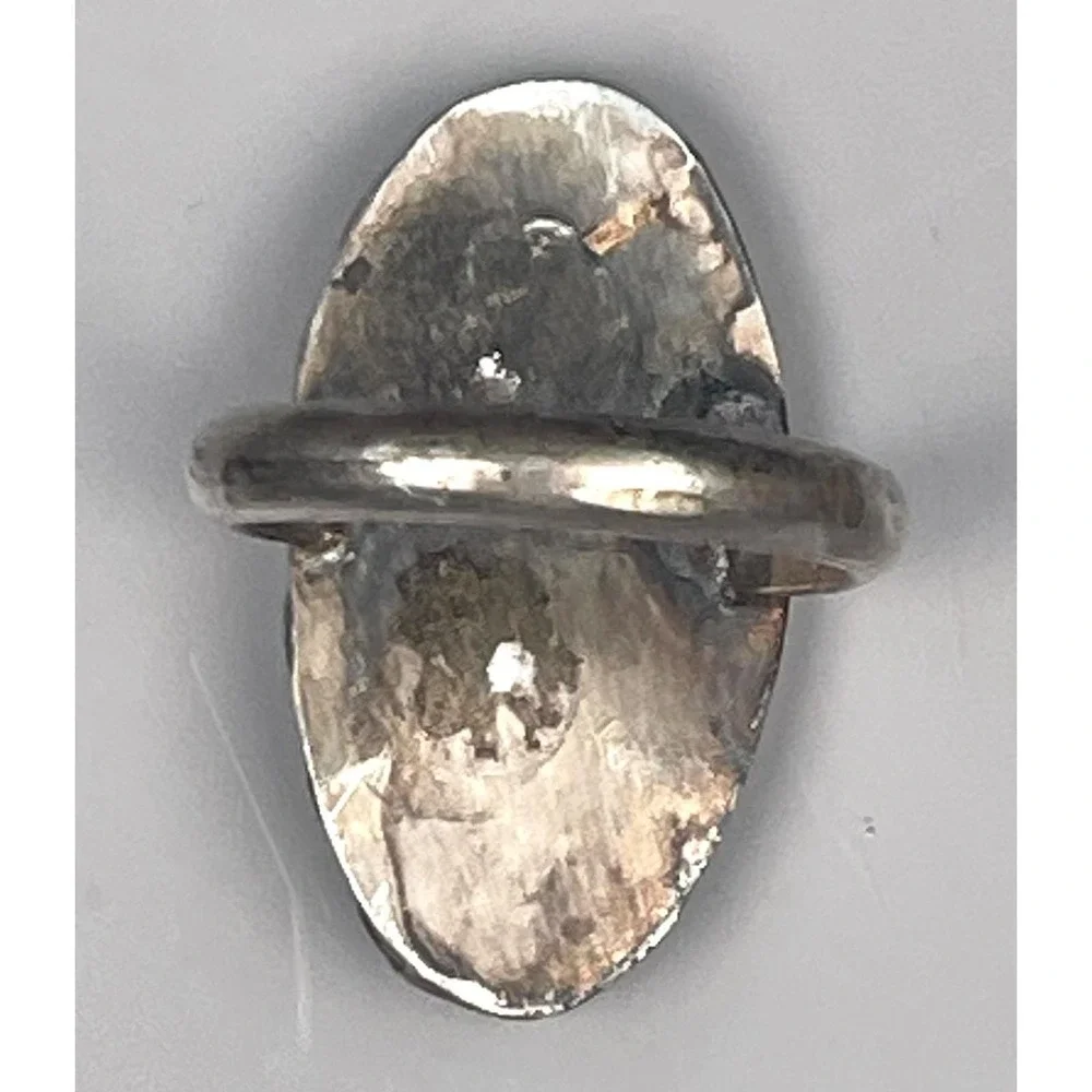 Navajo Sterling Silver Turquoise Coral Ring Early Handmade Size 3.25 Tested
